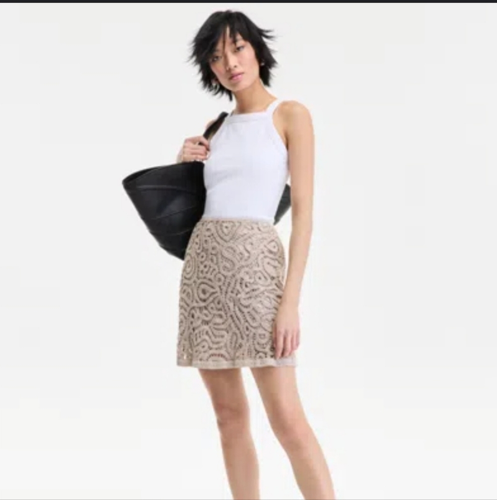 INC WOMEN'S COTTON CROCHET MINI SKIRT SIZE XL NWT